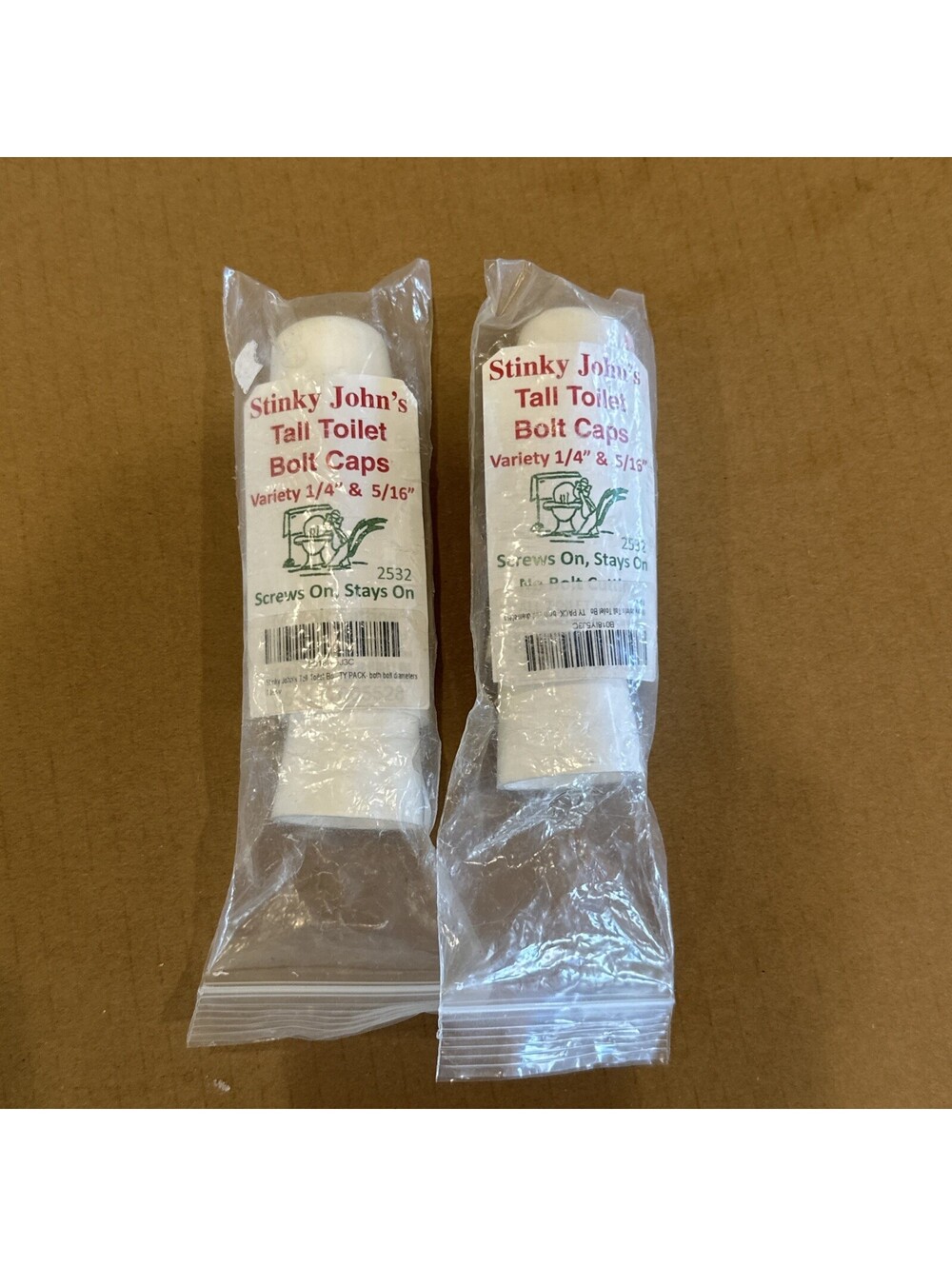 2 eXtra Tall Toilet Bowl cAps 1/4" screwOn White Plastic Bolt Covers top Commode